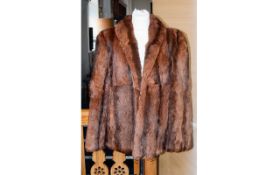 Vintage Rabbit Fur Jacket, Ladies short jacket in russet brown Coney fur. Features Shawl collar,