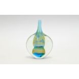 Continental Art Glass Fish Vase Small hand blown vase in heavy glass with blue, yellow, green and