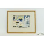 Virginia Powell (born 1939) Room with a Cat Watercolour. 8 by 11.5 inches - signed.