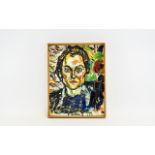 John Bratby RA (1928-1982) Portrait of Christopher Neame Oil on Canvas. 18 by 14 inches. Signed.