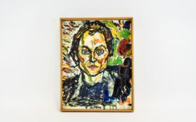 John Bratby RA (1928-1982) Portrait of Christopher Neame Oil on Canvas. 18 by 14 inches. Signed.