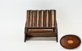 A Collection of Miniature Travel And Reference Books and Handmade Oak Bookcase. Antique book