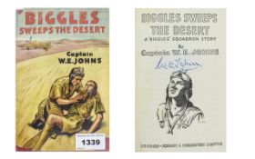 Biggles Author Capt.W.E. Johns Autograph inside Book 'Biggles Sweeps the Desert' 1950's.