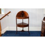George III Mahogany Corner Washstand. Shaped gallery top over two tiers raised on splayed legs.
