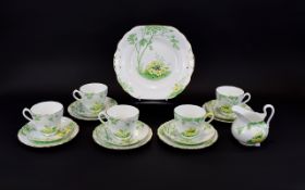 Primrose Dale New England Staffordshire Fine Bone China Part Teaset 2484A. Includes 5 cups and