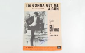 Cat Stevens Autograph -1960's- on sheet music 'I'm Gonna Get Me A Gun'