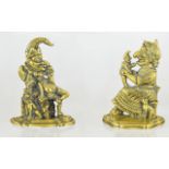 Antique Pair of Large Cast Brass Punch and Judy Figures, each 11.25 inches high; please see photo