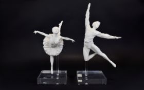 Royal Doulton - Ltd and Numbered Edition Fine Pair of Parian Sculptures / Figures. Comprises 1/