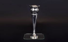 A Solid Silver Trumpet Shaped Vase of tapered form with circular base Hallmark Birmingham 1919. 4