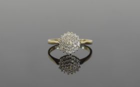 Ladies 9ct Gold Diamond Cluster Ring. Flowerhead Setting. Fully Hallmarked. Diamond Weight Est 50