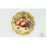 Royal Worcester Hand Painted and Signed Cabinet Plate, Fallen Fruits, Berries and Peaches - Still
