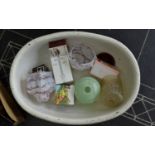 Old Childs Bath with assorted oddments including glass shades, Beswick boxed items etc