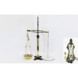 Vintage Berry and Warmington English Cast Iron, Brass and Porcelain Scales. Marked Toweigh 418,