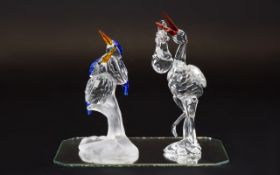 Swarovski Crystal Figure From The Feathered Beauties Collection Kingfishers Designed by Adi Stocker,