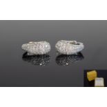 18ct White Gold Diamond Earrings By CHIMENTO Pave Set With Round Modern Brilliant Cut Diamonds,