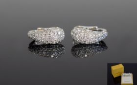 18ct White Gold Diamond Earrings By CHIMENTO Pave Set With Round Modern Brilliant Cut Diamonds,