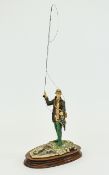 Border Fine Arts Handmade Group Figure ' Fly Fisherman Angler ' Model by Ray Ayres, Raised on a