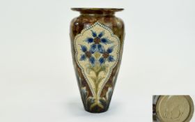 Doulton Lambeth Superb Quality Vase Decorated with Applied Incised and Modelled Decoration to Body