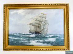 William J Popham Late 19th and 20thC British Artist 'Galleon on the High Seas Oil on Canvas Signed