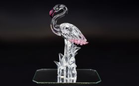Swarovski Crystal Figure 'Flamingo' Feathered Beauties Collection..Design Gabriele Stamey. Code no
