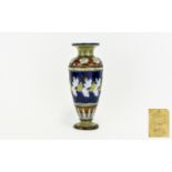 Doulton Lambeth Superb Quality Classical Shaped Vase with Tube lined and Applied Decoration to Body.