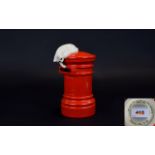 Beswick Cats Collection Novelty Money Box In the form of a red post box with white cat figure