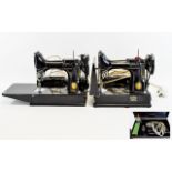 Singer Sewing Machines Two in total, housed in original carry cases complete with instruction