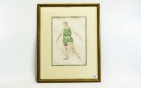 James Arden Grant (1885-1973) Dancer Pencil and Watercolour 14 by 9.5 inches, Provenance Studio