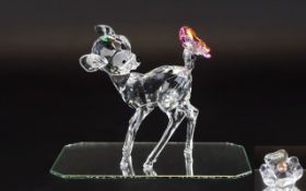 Swarovski Crystal Figure Disney Showcase Collection Bambi With Plaque Code number 9100 NR 000 114,