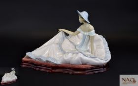 Nao by Lladro Prestige and Rare Large Figure ' Grace ' Model No 1265. Lady In Ball Gown Seated -