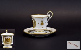French First Empire 1804 - 1815 Sevres Style Floral Decoration Cup and Saucer. Script to Underside