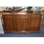 Large Side Board Three drawer and three cupboard sideboard with locking doors and brass pull
