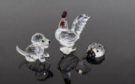 Swarovski Crystal Animal Figures ( 3 ) In Total. Comprises 1/ Cockerel / Rooster 247759. Retired. 2/
