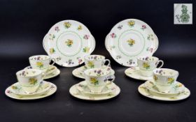 Royal Doulton Bone China Part Teaset includes 6 cups and saucers, 6 side plates and 2 cake plates.