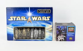 Star Wars Episode II Attack of The Clones Pewter and Bronze Effect Chess Set. Together with Star