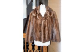 Vintage Mink Jacket Ladies light golden brown mink short jacket. Revere collar, hook and eye closure