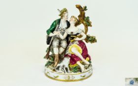A Vienna - Very Fine Porcelain Figure Group of Lovers Seated on a Rocky Outcrop. Wonderful Condition