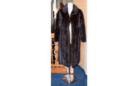 Mink Coat Ladies vintage three quarter length mink coat in plush dark brown mink. Side seam