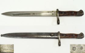 German WWI Knife Bayonet with single edge fullered blade model no 1871-84-Marked Weyesberg