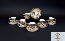 Royal Crown Derby ( 12 ) Piece Imari Pattern Coffee Set. Pattern No 2451, Date 1937. Comprises 6