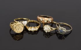 A Collection Of 9ct Gold Stone Set- Ladies Rings. 5 in Total Plus One (1) 18ct Gold Set Dress