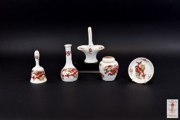 A Collection Of Crown Staffordshire Ceramic Items 'Rangoon pattern, white ground with red oriental