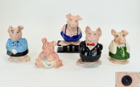 Wade Collection of Nat West Ceramic Piggy Banks Set of ( 5 ) In Total. Comprises Sir Nathaniel, Lady