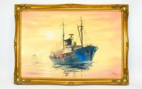 Keith Sutton(1939-2002) Fleetwood Trawler 'Samuel Hewett' L0117, oil on board, signed and dated