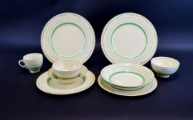 Clarice Cliff Royal Staffordshire Tableware, Comprising Two Dinner Plates, Two B&B Plates, Two