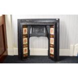 Late Victorian Coalbrookdale Style Cast Iron Fire Surround inset tiles reg no and model no to