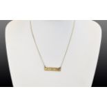 Ladies 9ct Gold Name Tag- ''Georgina''- Open Work. Attached to 9ct Gold. Trace Chain. Fully
