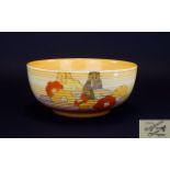 Clarice Cliff Hand Painted 1930's Nice Quality Footed Bowl 'Capri' Design circa 1935. Bizarre