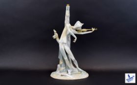 Lladro Harlequin Design Figural Lamp Base Attractive lamp base featuring harlequin playing a