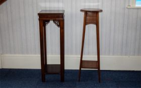 Edwardian Mahogany Plant Stand, Circular Top, raised On Square Inlaid Legs With Cross Stretcher,